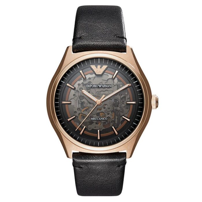 Emporio Armani Meccanico Black Dial Black Leather Watch For Men - AR60004 - Image 9